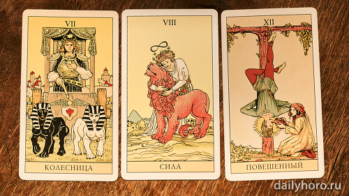 расклад Колесница Сила Повешенный 